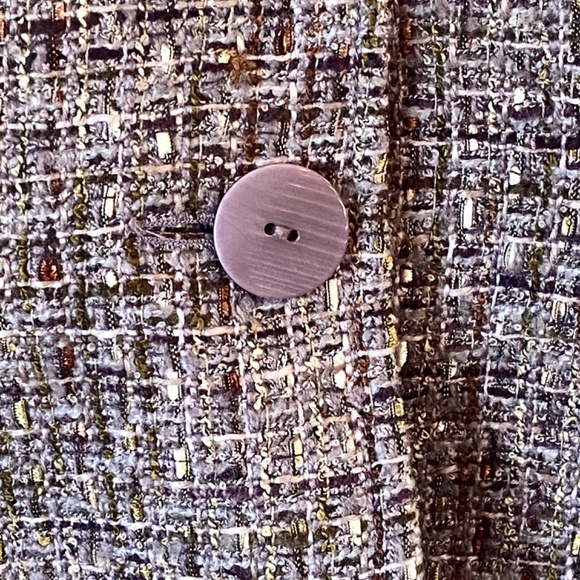 Coldwater Creek Purple Tweed Bouclé Chef Collar Blazer Jacket Size 16 Shaped Fit - Picture 8 of 13